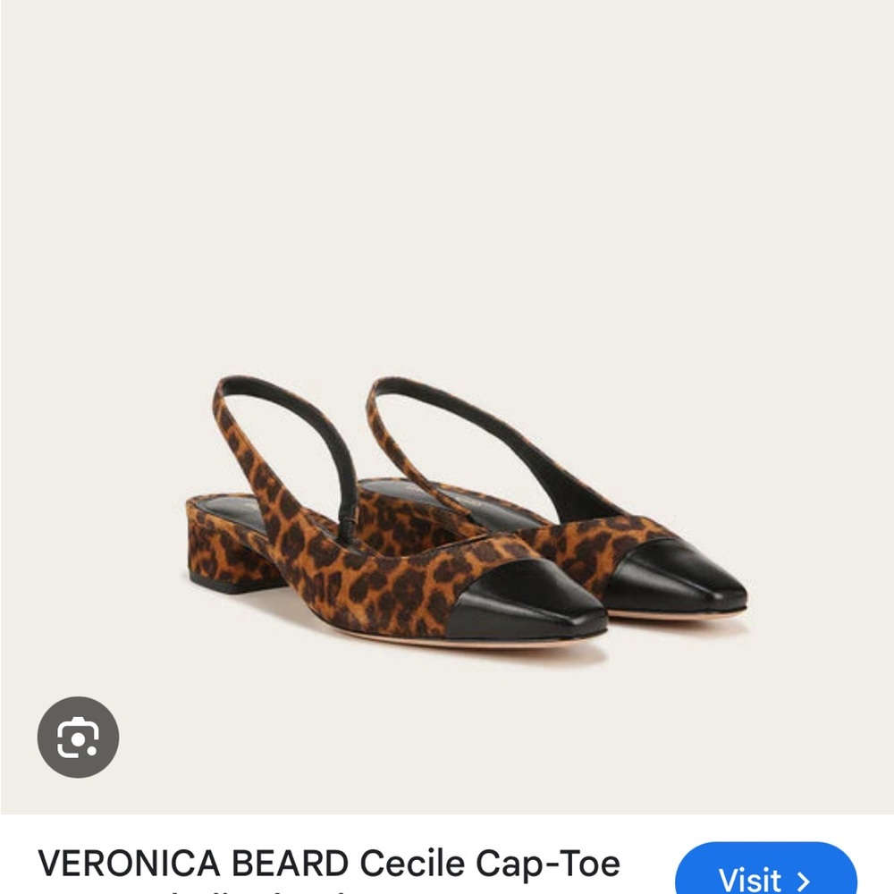 EUC Veronica Beard Cecile Leopard Animal Print Slingback Flats 8